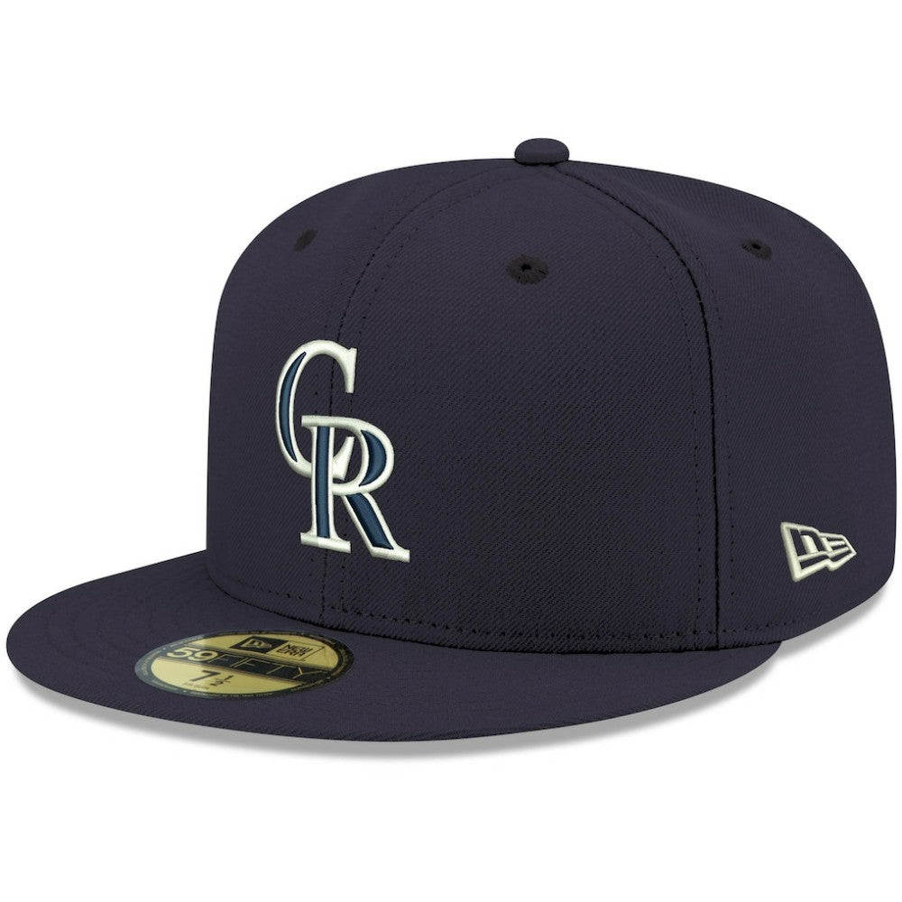 Colorado Rockies White Logo 59FIFTY Fitted Hat Navy