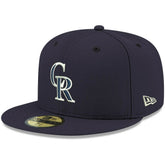 Colorado Rockies White Logo 59FIFTY Fitted Hat Navy