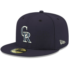 Colorado Rockies White Logo 59FIFTY Fitted Hat Navy