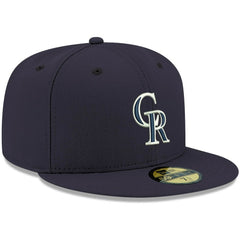 Colorado Rockies White Logo 59FIFTY Fitted Hat Navy