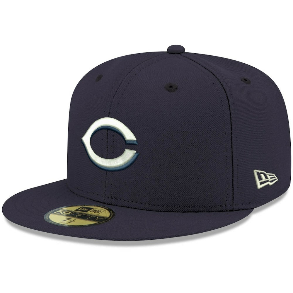 Cincinnati Reds White Logo 59FIFTY Fitted Hat Navy