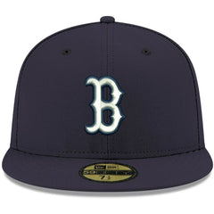 Boston Red Sox White Logo 59FIFTY Fitted Hat Navy