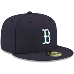 Boston Red Sox White Logo 59FIFTY Fitted Hat Navy