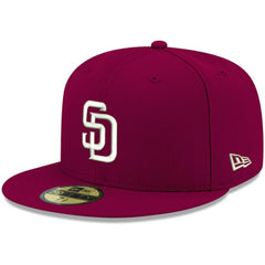 San Diego Padres White Logo 59FIFTY Fitted Hat Cardinal