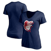 Baltimore Orioles Women's Red White and Team V-Neck T-Shirt Navy
