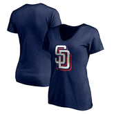 San Diego Padres Women's Red White and Team V-Neck T-Shirt Navy