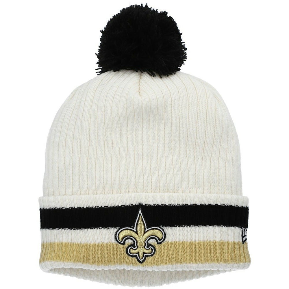 New Orleans Saints New Era Youth Retro Cuffed Knit Hat with Pom - White discount