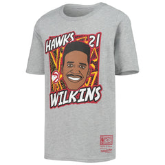 Dominique Wilkins Atlanta Hawks Youth Hardwood Classics King of the Court Player T-Shirt - Heathered Gray on sale