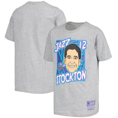 John Stockton Utah Jazz Youth Hardwood Classics King of the Court Player T-Shirt - Gray shop
