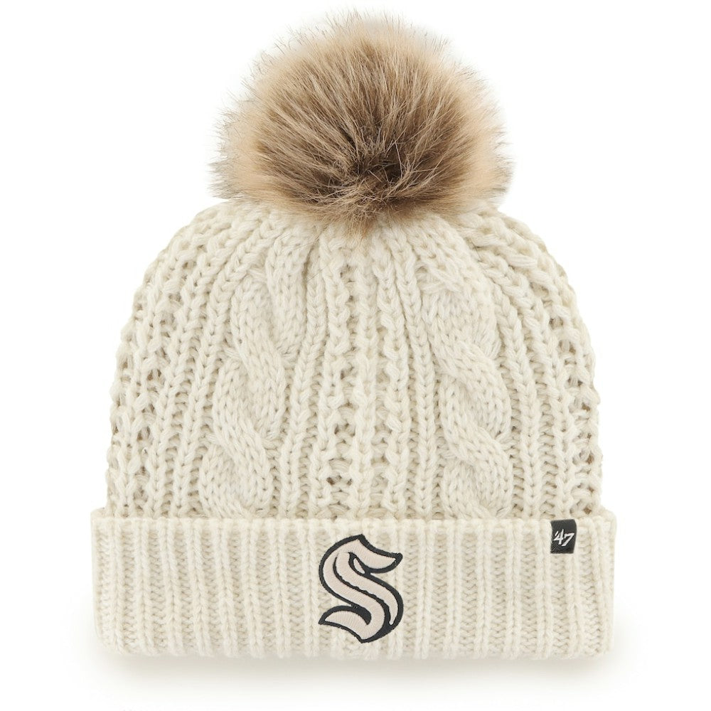 Seattle Kraken '47 Women's Meeko Cuffed Knit Hat with Pom - White Hats