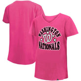 Washington Nationals Girl's Youth Jersey Stars V-Neck T-Shirt Pink