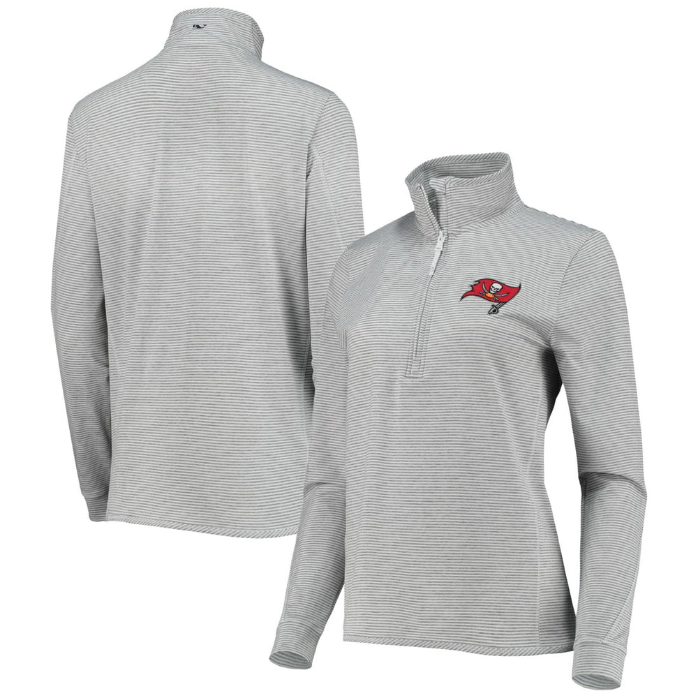 Tampa Bay Buccaneers Vineyard Vines Women's Sankaty Shep Half-Zip Pullover Top - Heather Gray for sale