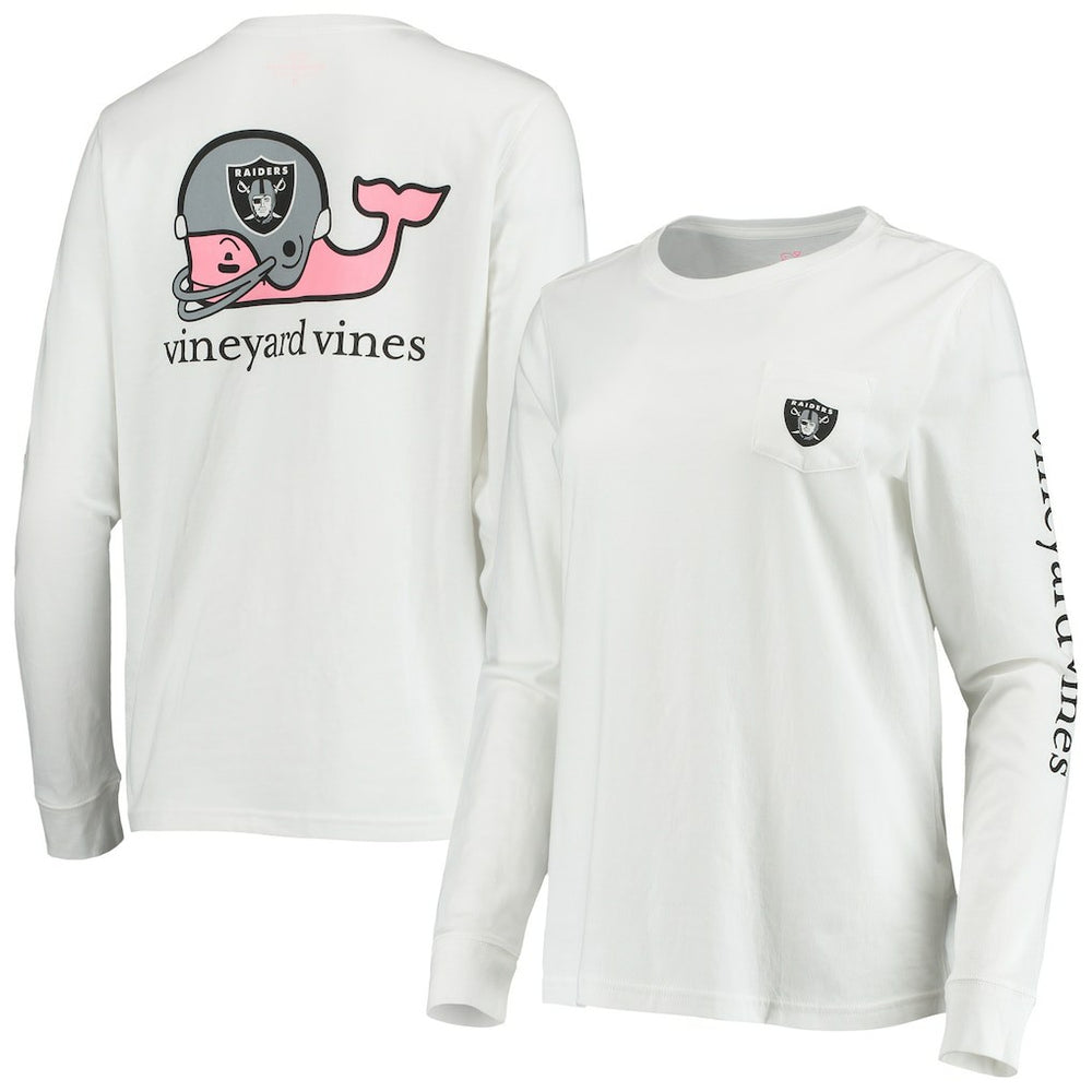 Las Vegas Raiders Vineyard Vines Women's Helmet Long Sleeve T-Shirt - White for sale