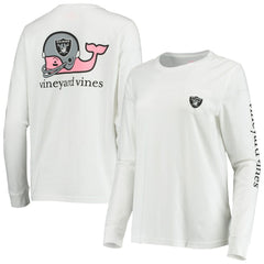 Las Vegas Raiders Vineyard Vines Women's Helmet Long Sleeve T-Shirt - White for sale
