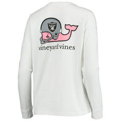 Las Vegas Raiders Vineyard Vines Women's Helmet Long Sleeve T-Shirt - White for sale