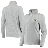 New York Yankees Vineyard Vines Women's Stripe Sankaty Half-Zip Pullover Top Heather Gray