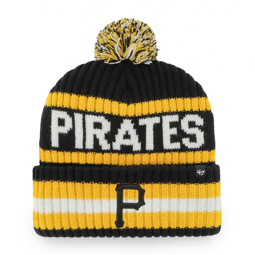 Pittsburgh Pirates Bering Cuffed Knit Hat with Pom Black