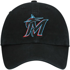 Miami Marlins Youth Team Logo Clean Up Adjustable Hat Black
