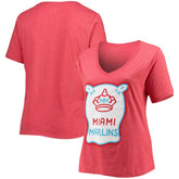 Miami Marlins Women's City Connect Plus Size V-Neck T-Shirt Heather Red