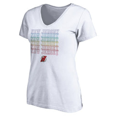 New Jersey Devils Women's City Pride V-Neck T-Shirt - White T-shirts