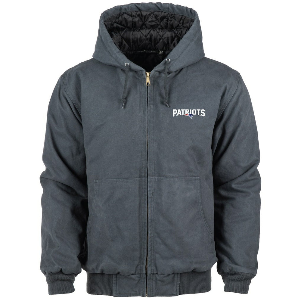 New England Patriots Dunbrooke Big & Tall Dakota Canvas Hoodie Full-Zip Jacket - Charcoal for sale