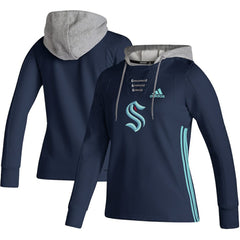 Seattle Kraken adidas Women's Skate Lace AEROREADY Pullover Hoodie - Deep Sea Blue Hoodies