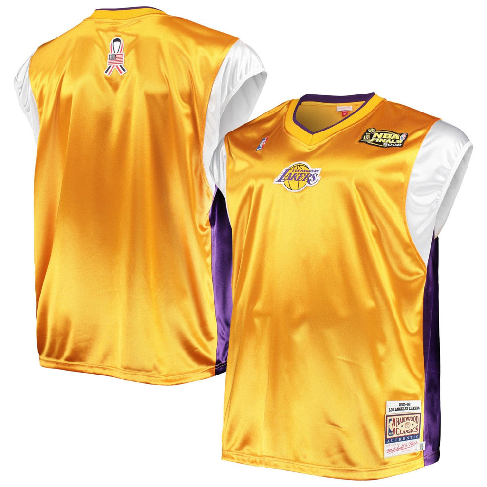 Los Angeles Lakers Hardwood Classics Big & Tall On-Court Shooting V-Neck Shirt - Gold/Purple sale
