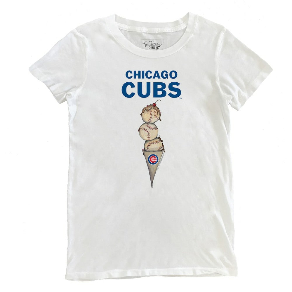Chicago Cubs Tiny Turnip Women's Triple Scoop T-Shirt White