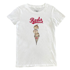 Cincinnati Reds Tiny Turnip Women's Triple Scoop T-Shirt White