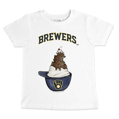 Milwaukee Brewers Tiny Turnip Youth Sundae Helmet T-Shirt White