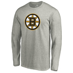 Boston Bruins Primary Logo Long Sleeve T-Shirt - Heather Gray T-shirts