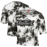 Toronto Raptors Women's Hardwood Classics Tie-Dye Cropped T-Shirt - Black/White for sale