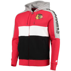 Chicago Blackhawks Starter Playoffs Color Block Full-Zip Hoodie - Red/Black Hoodies