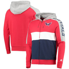 Washington Capitals Starter Playoffs Color Block Full-Zip Hoodie - Red/Navy Hoodies
