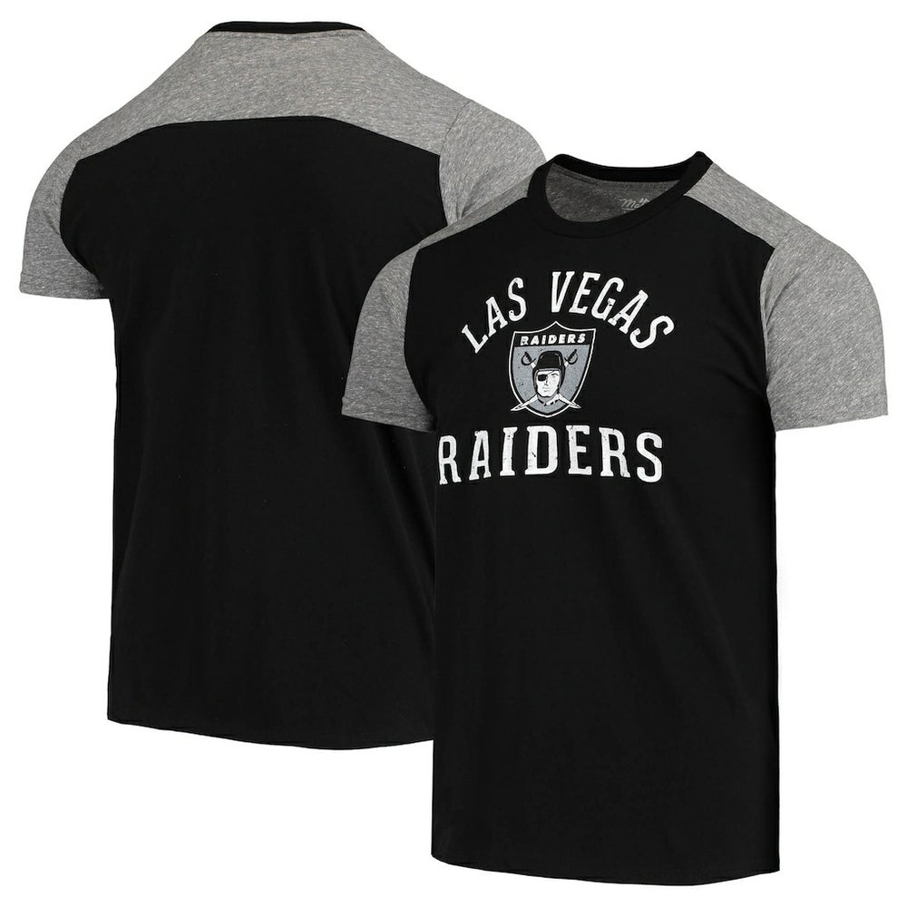 Las Vegas Raiders Majestic Threads Gridiron Classics Field Goal Slub T-Shirt - Black/Heathered Gray outlet