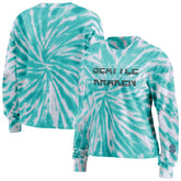 Seattle Kraken WEAR by Erin Andrews Women's Tie-Dye Long Sleeve T-Shirt - Light Blue T-shirts