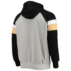 New Orleans Saints Starter Home Run Raglan Pullover Hoodie - Heathered Gray/Black for sale