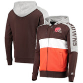 Cleveland Browns Starter Playoffs Color Block Full-Zip Hoodie - Brown/Orange for sale