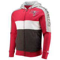 Tampa Bay Buccaneers Starter Playoffs Color Block Full-Zip Hoodie - Red/Pewter on sale