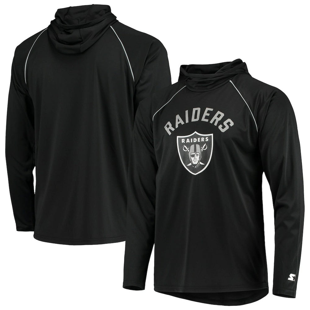 Las Vegas Raiders Starter Raglan Long Sleeve Hoodie T-Shirt - Black outlet
