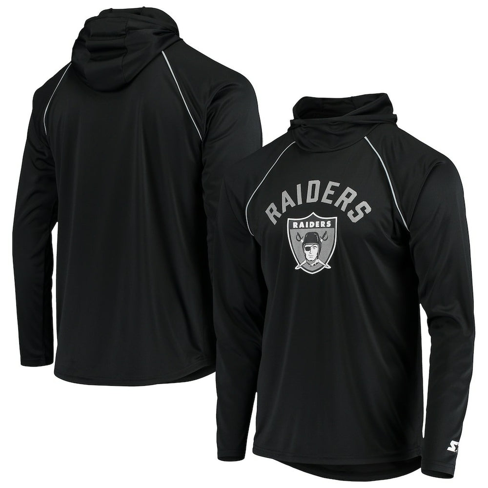 Las Vegas Raiders Starter Throwback Raglan Hoodie Long Sleeve T-Shirt - Black online
