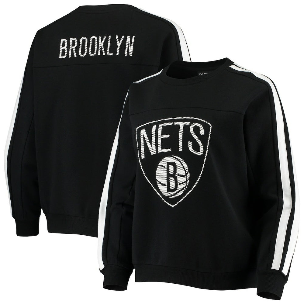 Brooklyn Nets The Wild Collective Women's Perforated Logo Pullover Sweatshirt - Black discount