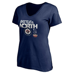 Winnipeg Jets Women's Battle of the North V-Neck T-Shirt - Navy T-shirts