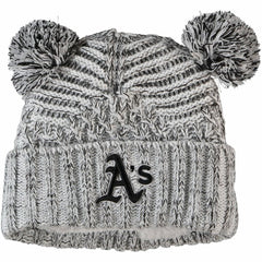Athletics Women's Dual Cuffed Knit Hat with Poms Gray
