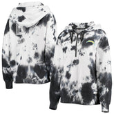 Los Angeles Chargers DKNY Sport Women's Dakota Oversized Tie-Dye Half-Zip Hoodie - White/Black sale