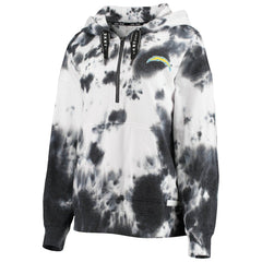 Los Angeles Chargers DKNY Sport Women's Dakota Oversized Tie-Dye Half-Zip Hoodie - White/Black sale