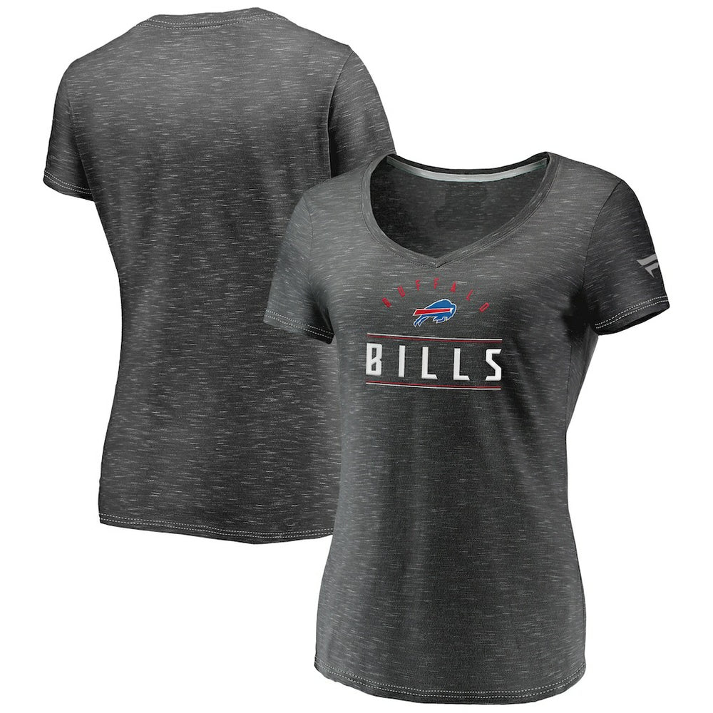 Buffalo Bills Women's League Leader Space Dye V-Neck T-Shirt - Charcoal on sale