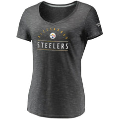 Pittsburgh Steelers Women's League Leader Space Dye V-Neck T-Shirt - Charcoal cheap