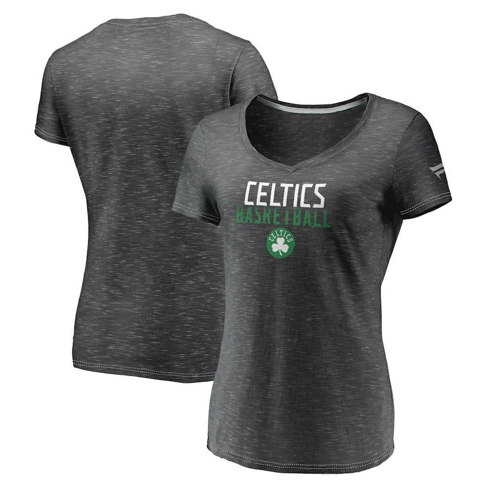 Boston Celtics Women's Double-Fade Space-Dye V-Neck T-Shirt - Charcoal shop
