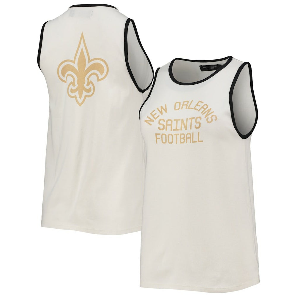 New Orleans Saints Junk Food Women's Throwback Pop Binding Scoop Neck Tank Top - White/Black on sale
